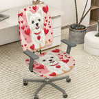 2-Piece Cute Valentine Dog Heart Love Romantic  Computer Chair Cover Set, Seat and Backrest