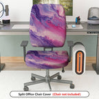 2-Piece Abstract Marble Swirl Pink Purple  Computer Chair Cover Set, Seat and Backrest