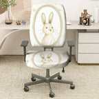 2-Piece Cute Bunny Pattern Easter Pastel Beige  Computer Chair Cover Set, Seat and Backrest