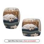 2-Piece Cute Dog Cozy Blanket Star Festive  Computer Chair Cover Set, Seat and Backrest