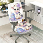 2-Piece Cow Birthday Celebration Cute Decorative  Computer Chair Cover Set, Seat and Backrest