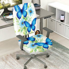 2-Piece Butterfly Flower Pattern Nature Colorful  Computer Chair Cover Set, Seat and Backrest