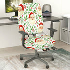 2-Piece Christmas Santa Claus Holly Berry Festive Decoration  Computer Chair Cover Set, Seat and Backrest