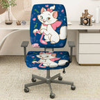 2-Piece Cute cat blue pink heart music bow  Computer Chair Cover Set, Seat and Backrest