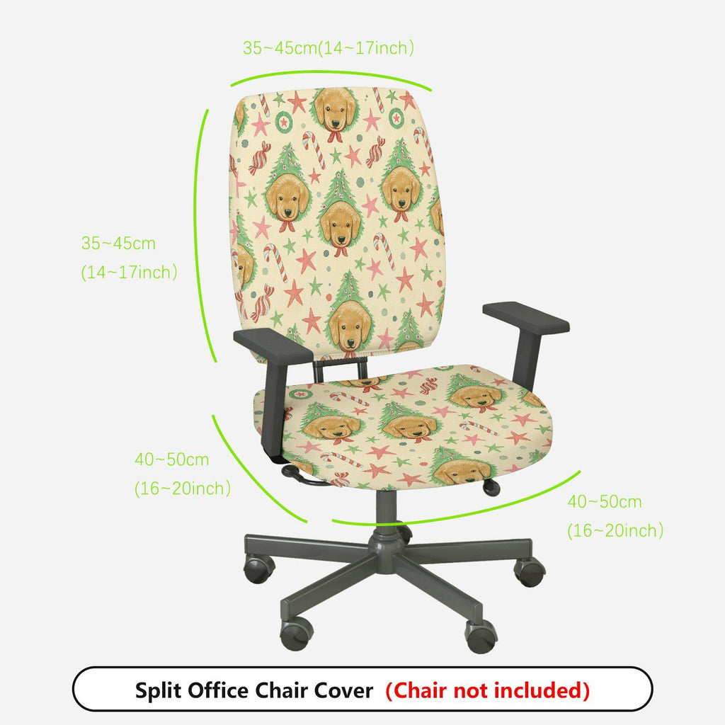 2-Piece Christmas Dog Tree Star Candy  Computer Chair Cover Set, Seat and Backrest