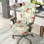 2-Piece Christmas Santa Claus Holly Berry Festive Decoration  Computer Chair Cover Set, Seat and Backrest