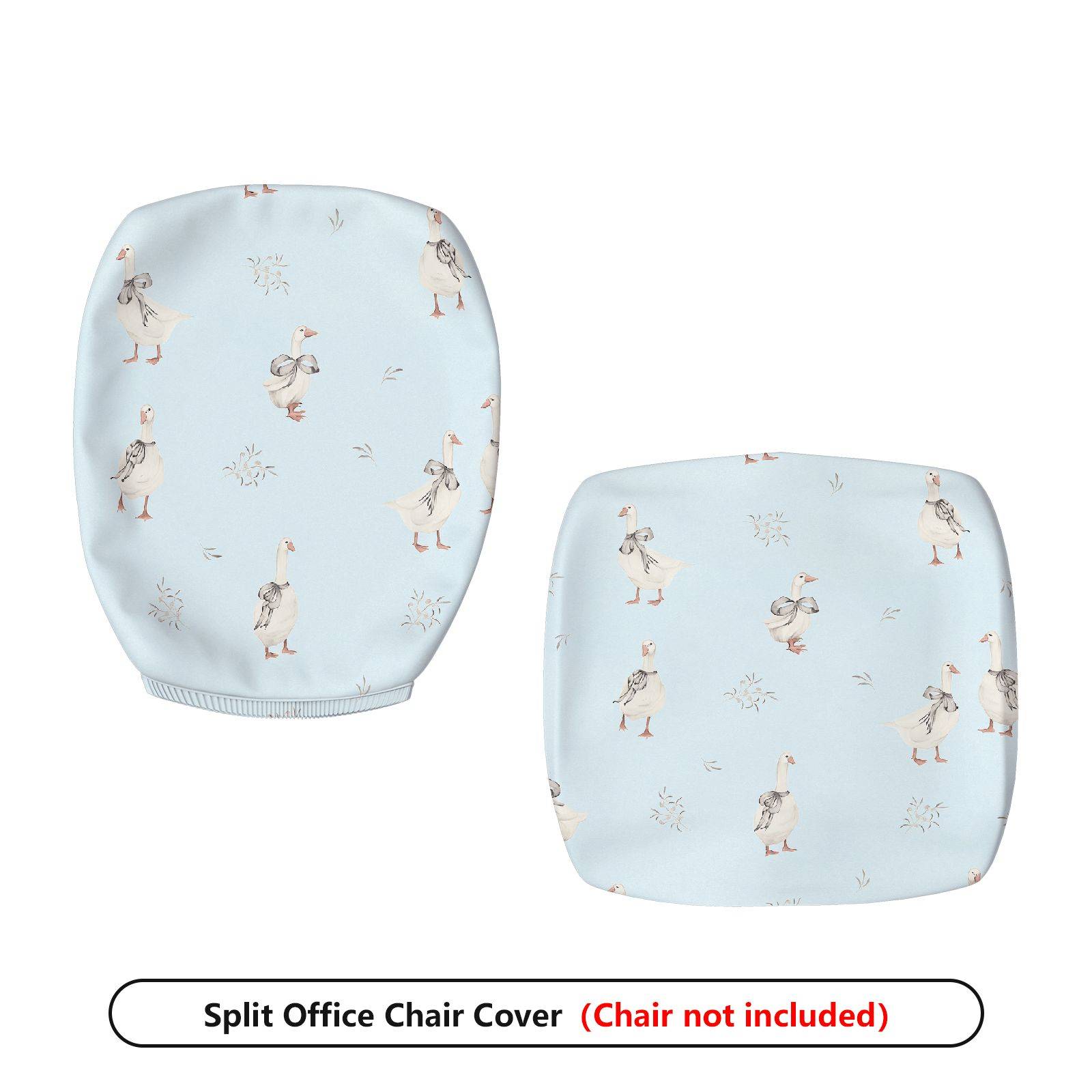 2-Piece Animal Duck Pastel Blue Fun Cute  Computer Chair Cover Set, Seat and Backrest