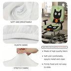 2-Piece Cat Plant Animal Cute Fun Creative  Computer Chair Cover Set, Seat and Backrest