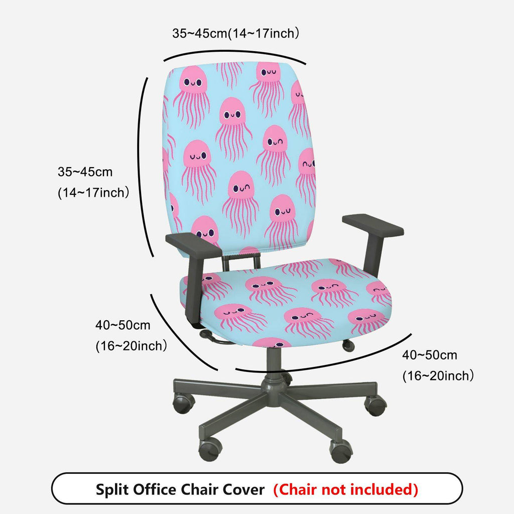2-Piece Cute Jellyfish Pink Blue  Computer Chair Cover Set, Seat and Backrest