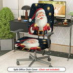 2-Piece Santa Claus Christmas Stars Pattern  Computer Chair Cover Set, Seat and Backrest