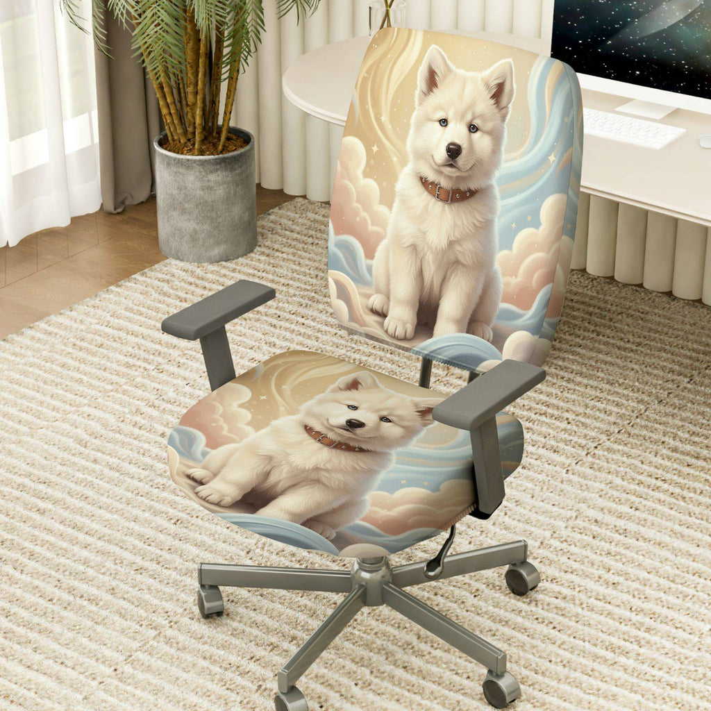 2-Piece Cute Dog Cloud Fantasy Dream Art  Computer Chair Cover Set, Seat and Backrest