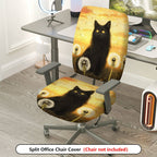 2-Piece Black Cat Dandelion Sunset Art Stylish  Computer Chair Cover Set, Seat and Backrest