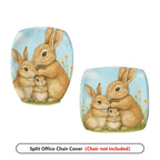 2-Piece Cute Rabbit Family Spring Pastoral Nature Art  Computer Chair Cover Set, Seat and Backrest