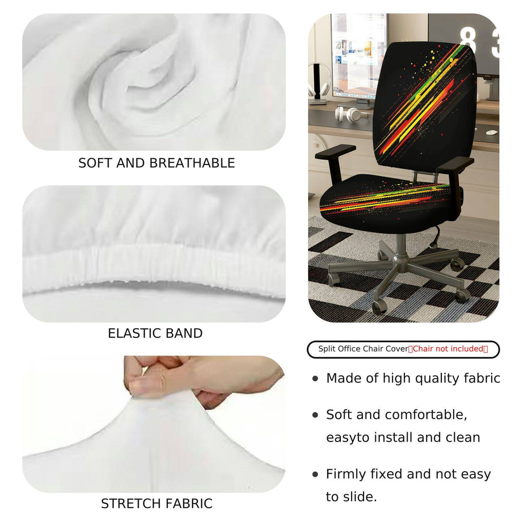 2-Piece Abstract Colorful Art Modern Urban Vibrant  Computer Chair Cover Set, Seat and Backrest