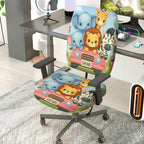 2-Piece Safari Animal Cute Colorful  Computer Chair Cover Set, Seat and Backrest