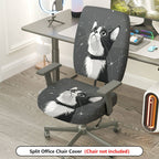 2-Piece Cute Cat Starry Sky Gray Black  Computer Chair Cover Set, Seat and Backrest