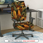 2-Piece Christmas Pinecone Berry Leaf Holiday  Computer Chair Cover Set, Seat and Backrest