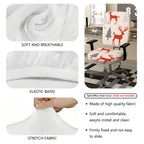 2-Piece Deer Christmas Tree Snowflake Holiday  Computer Chair Cover Set, Seat and Backrest