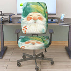2-Piece Christmas Winter Santa Claus Snowflakes Festive Decorative  Computer Chair Cover Set, Seat and Backrest