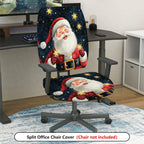 2-Piece Santa Claus Christmas Stars Pattern  Computer Chair Cover Set, Seat and Backrest