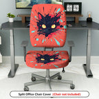 2-Piece Cat Splatter Art Abstract Colorful Halloween  Computer Chair Cover Set, Seat and Backrest