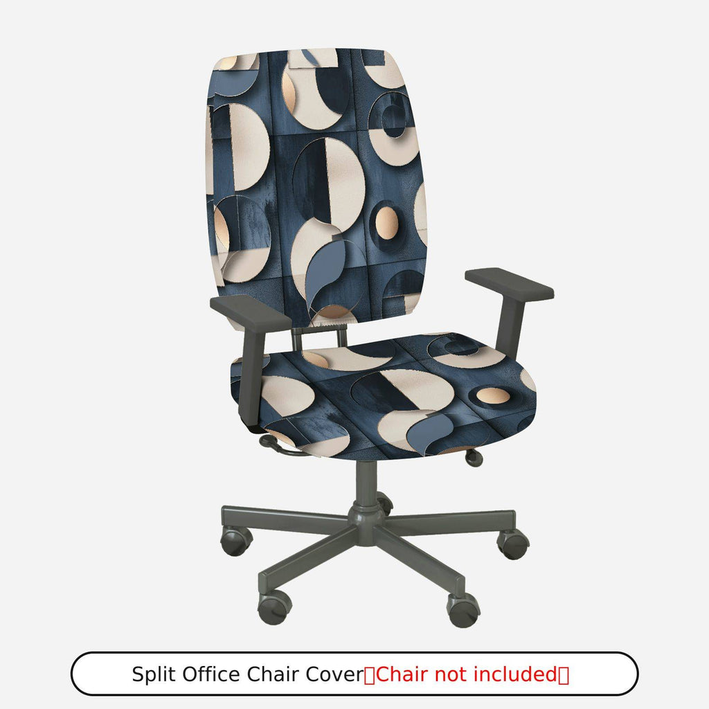 2-Piece Abstract Geometric Circular Pattern  Computer Chair Cover Set, Seat and Backrest
