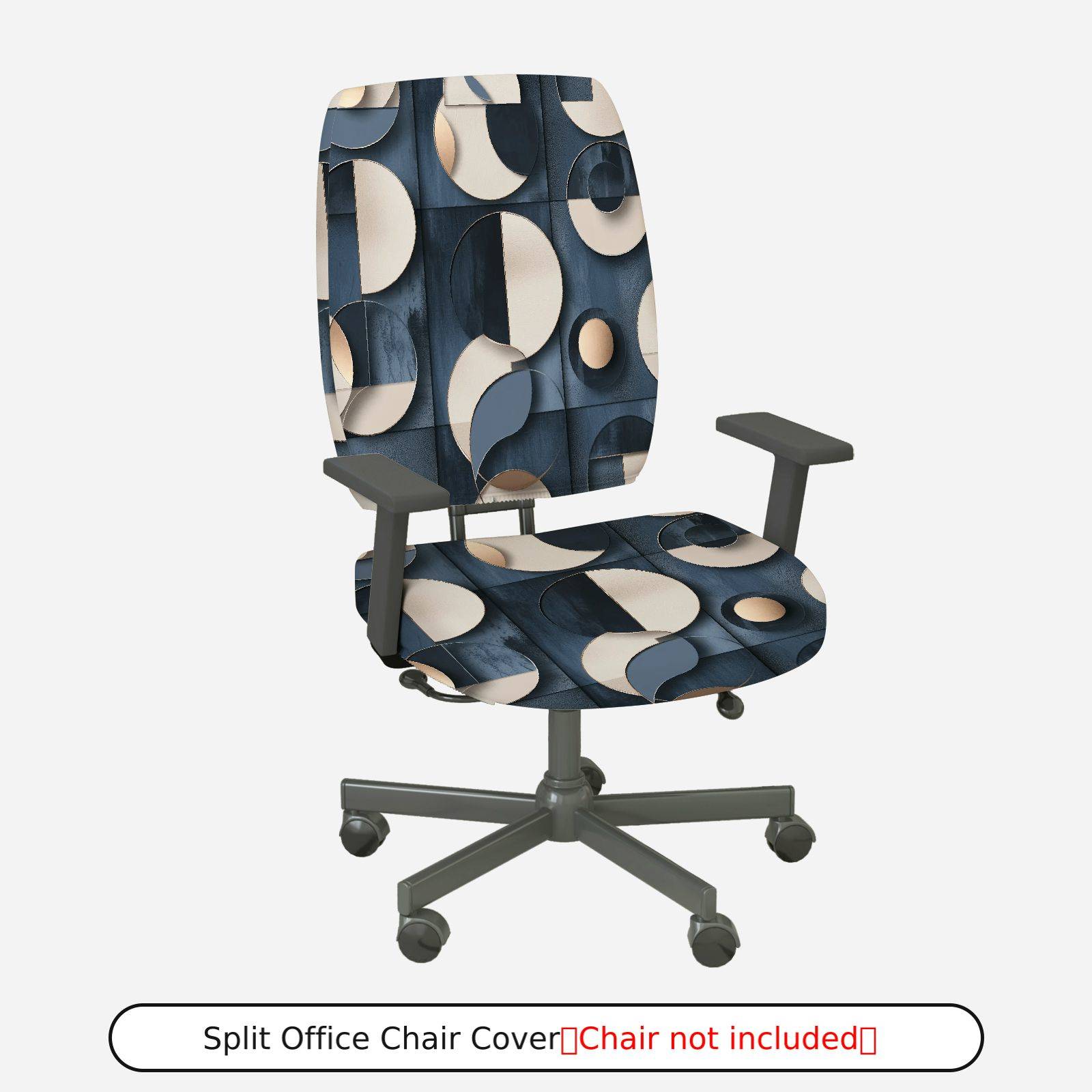 2-Piece Abstract Geometric Circular Pattern  Computer Chair Cover Set, Seat and Backrest