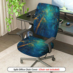 2-Piece Abstract Art Oil Painting Forest Scenery  Computer Chair Cover Set, Seat and Backrest