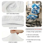 2-Piece Cute Elephant Blue Flowers Butterfly Balloons  Computer Chair Cover Set, Seat and Backrest