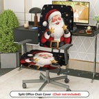 2-Piece Christmas Santa Starry Joyful  Computer Chair Cover Set, Seat and Backrest