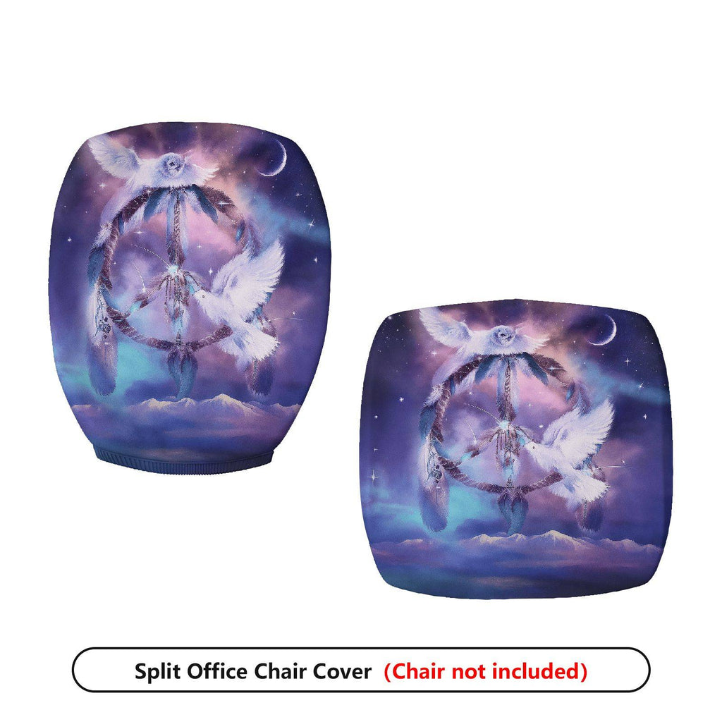 2-Piece Dreamcatcher Moon Stars Dove Peaceful  Computer Chair Cover Set, Seat and Backrest