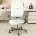 2-Piece Floral Bow Pastel Cute Spring Comfortable  Computer Chair Cover Set, Seat and Backrest
