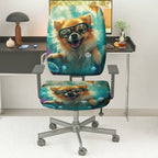 2-Piece Fun Ocean Animal Dog Glasses  Computer Chair Cover Set, Seat and Backrest