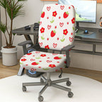 2-Piece Strawberry Flower Heart Pattern  Computer Chair Cover Set, Seat and Backrest