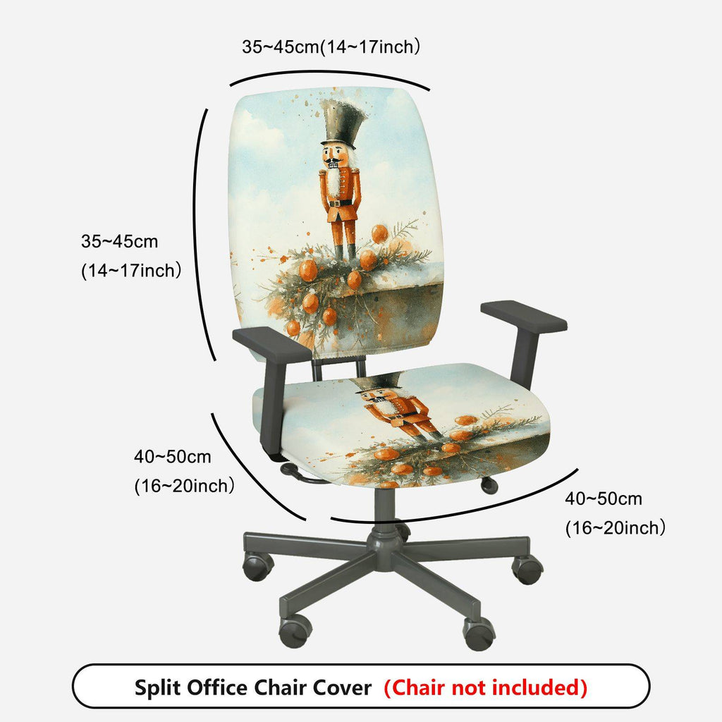2-Piece Nutcracker Christmas Holiday Festive Decorative  Computer Chair Cover Set, Seat and Backrest