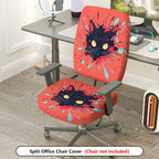 2-Piece Cat Splatter Art Abstract Colorful Halloween  Computer Chair Cover Set, Seat and Backrest