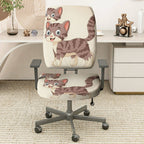 2-Piece Cute Cat Pattern Animal  Computer Chair Cover Set, Seat and Backrest