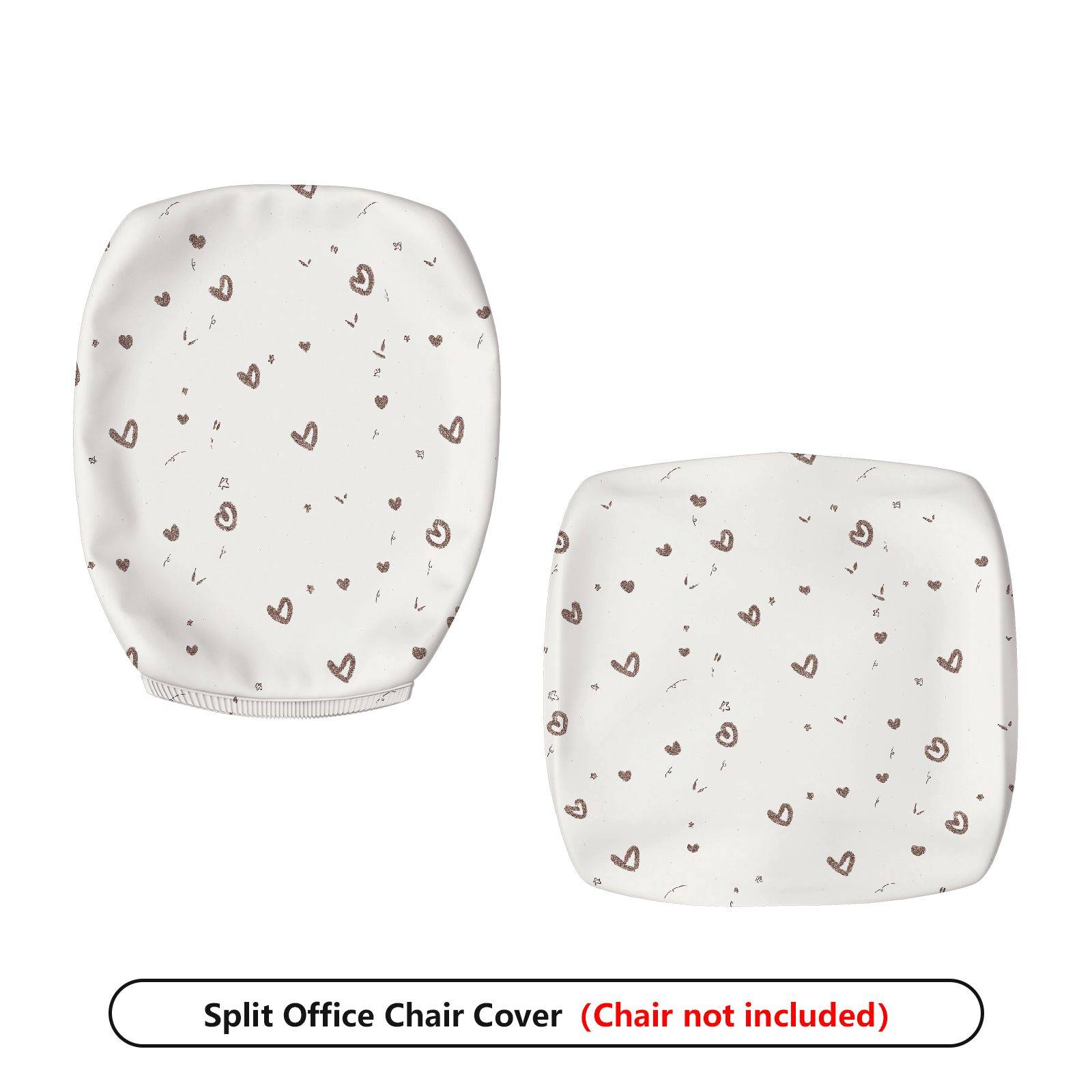 2-Piece Cute Heart Pattern Printed Comfortable  Computer Chair Cover Set, Seat and Backrest