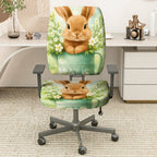 2-Piece Rabbit Floral Decorative Spring Easter Cute  Computer Chair Cover Set, Seat and Backrest