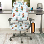 2-Piece Christmas Snowman Elk Rabbit Forest  Computer Chair Cover Set, Seat and Backrest