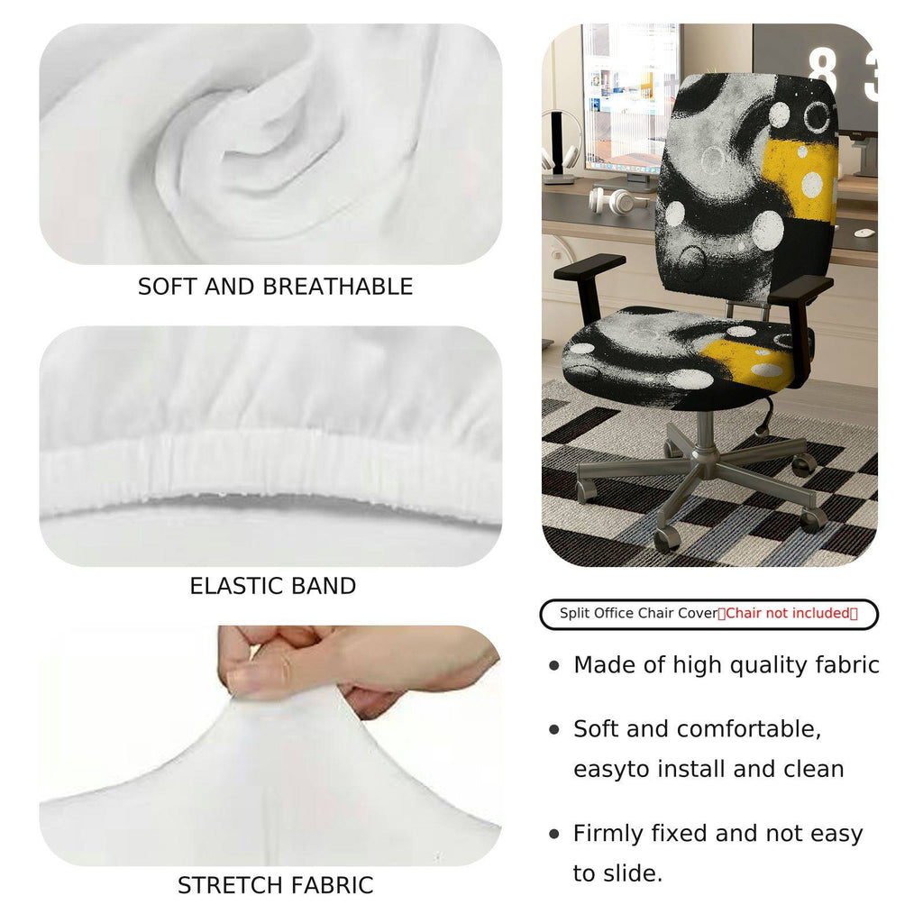 2-Piece Abstract Modern Artistic Moon Star Universe  Computer Chair Cover Set, Seat and Backrest