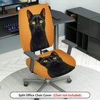 2-Piece Black cat animal portrait art stylish  Computer Chair Cover Set, Seat and Backrest
