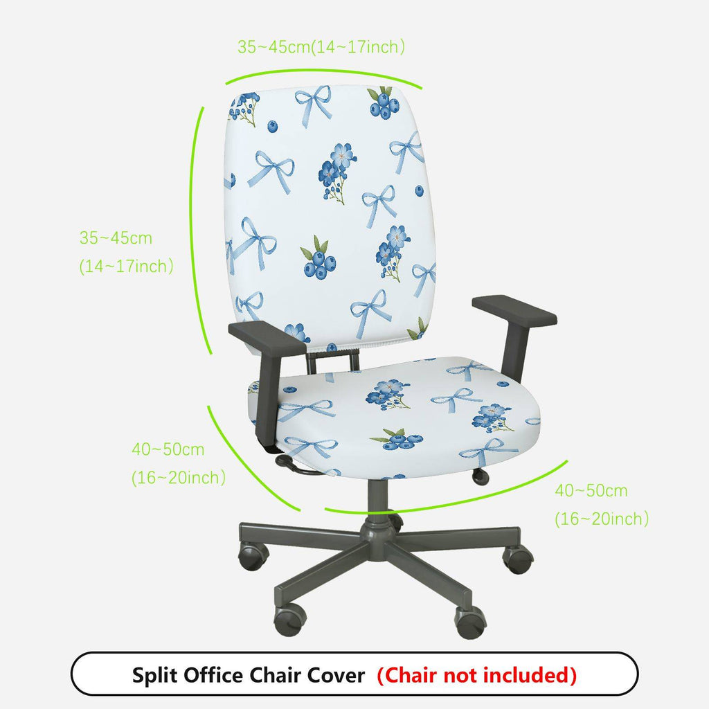 2-Piece Floral Bow Blueberry Pattern Cute  Computer Chair Cover Set, Seat and Backrest