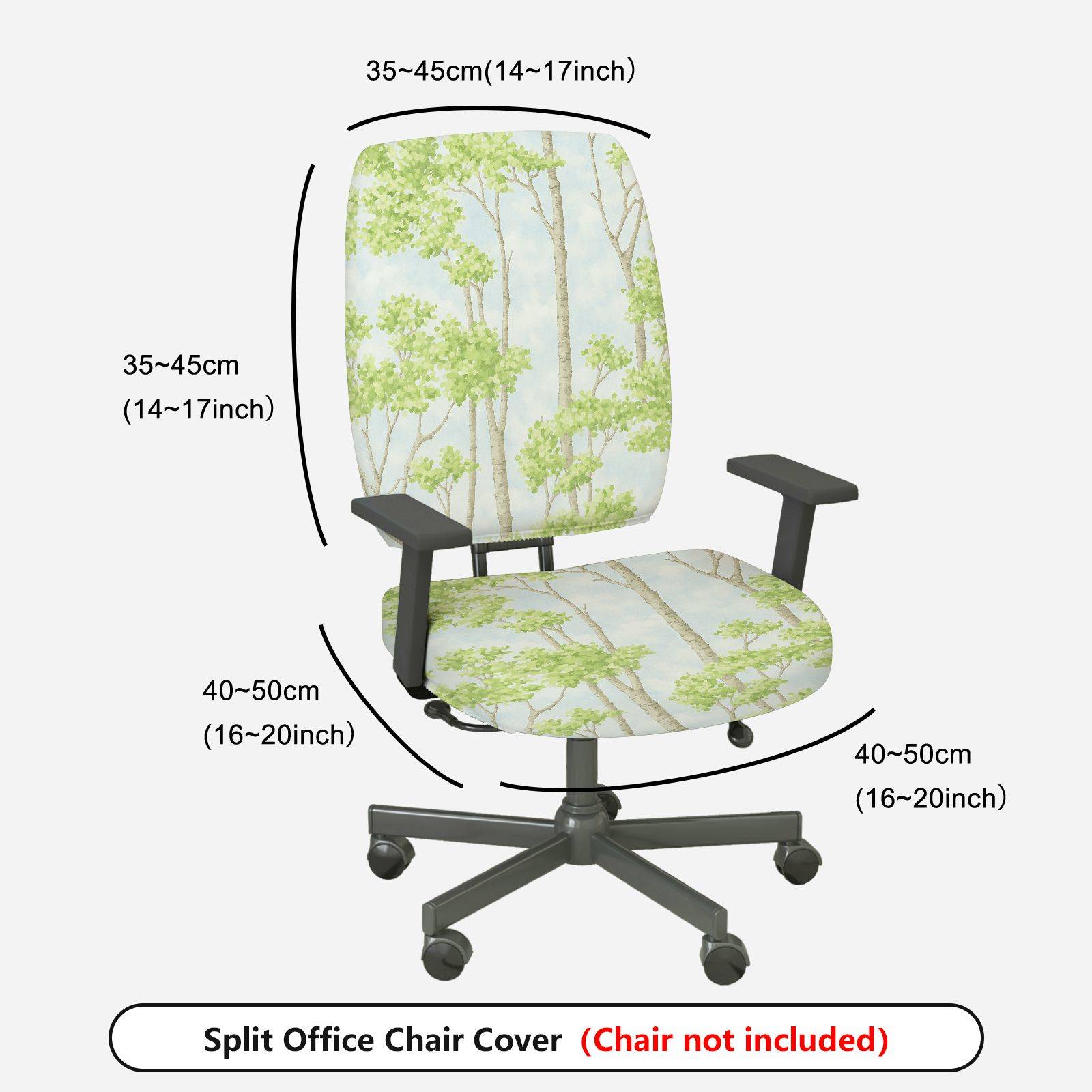 2-Piece Tree Sky Forest Green Nature  Computer Chair Cover Set, Seat and Backrest