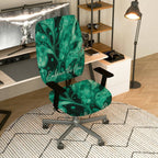 2-Piece Abstract Deep Green Artistic Inspirational Modern  Computer Chair Cover Set, Seat and Backrest
