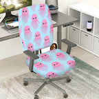 2-Piece Cute Jellyfish Pink Blue  Computer Chair Cover Set, Seat and Backrest