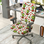 2-Piece Christmas Santa Grinch Holly Berry  Computer Chair Cover Set, Seat and Backrest