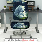 2-Piece Polar Bear Family Forest Night Scandinavian Christmas  Computer Chair Cover Set, Seat and Backrest