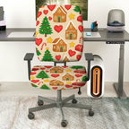 2-Piece Christmas Gingerbread House Candy Cane Tree Holiday  Computer Chair Cover Set, Seat and Backrest