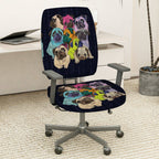 2-Piece Colorful Cute Dog Pattern Stylish Creative Fun  Computer Chair Cover Set, Seat and Backrest